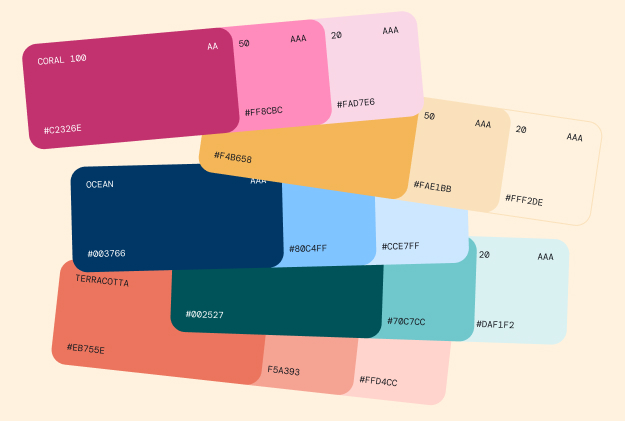 Solmar Villas colour palette with accessibility ratings