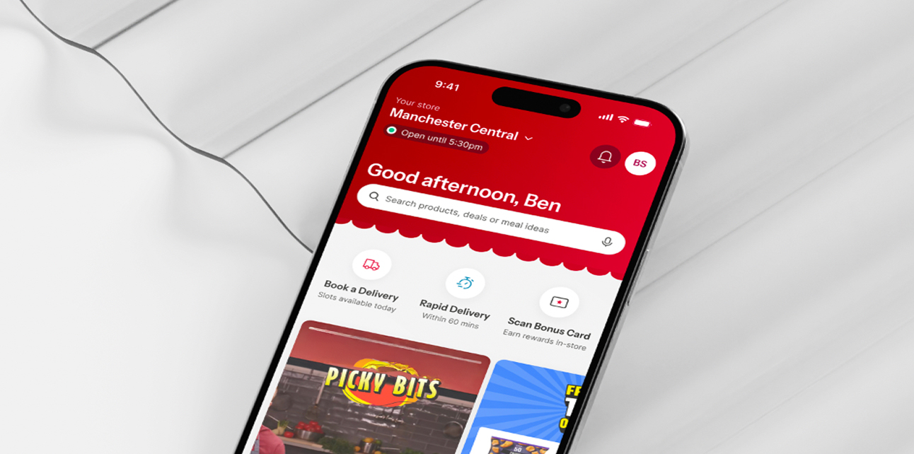 Grocery app homepage shown on a phone