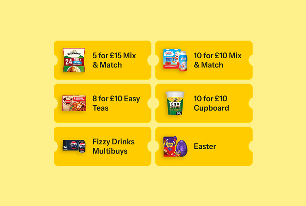Deal category tiles for mix and match offers